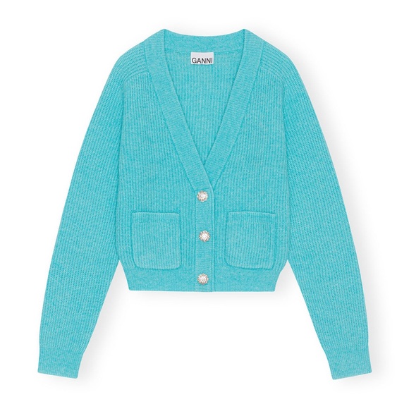 GANNI Cardigan with Crystal Buttons - Picture 3 of 11